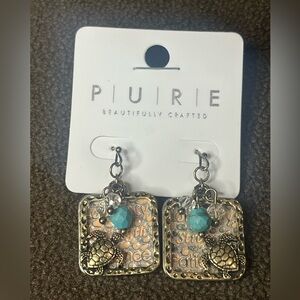 Pure Silver and Turquoise Turtle Earrings